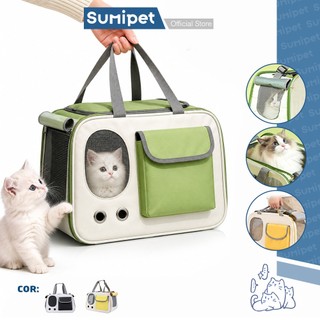 Bolsa Transporte Gato Pet 3 em 1 Respirável Dobrável com Alça Ajustável para Viagem e Passeio