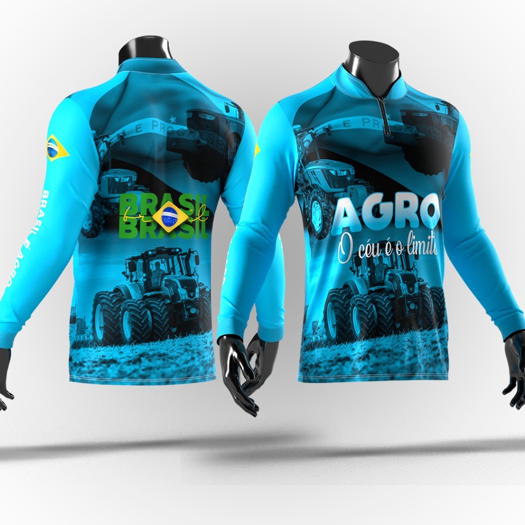 Camisa do Agro Masculina UV Proteção Solar Brasil Agropecuária Camiseta Fazenda Bruto Trator