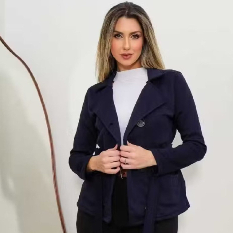 Casaco Moletom Poliester Feminino com Botões e Bolsos Elegancia e Conforto Promoção! 2026
