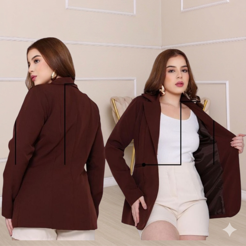 Blazer Feminino Social MAX Tecido Alfaiataria Forrado fechado Elegante Premium Moda Casual Chic