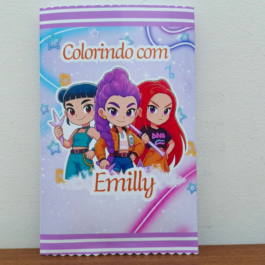 Lembrancinha Festa Infantil Aniversário Kit Cards de Colorir Personalizado Guerreiras do KPOP FAZEMOS EM TODOS OS TEMAS