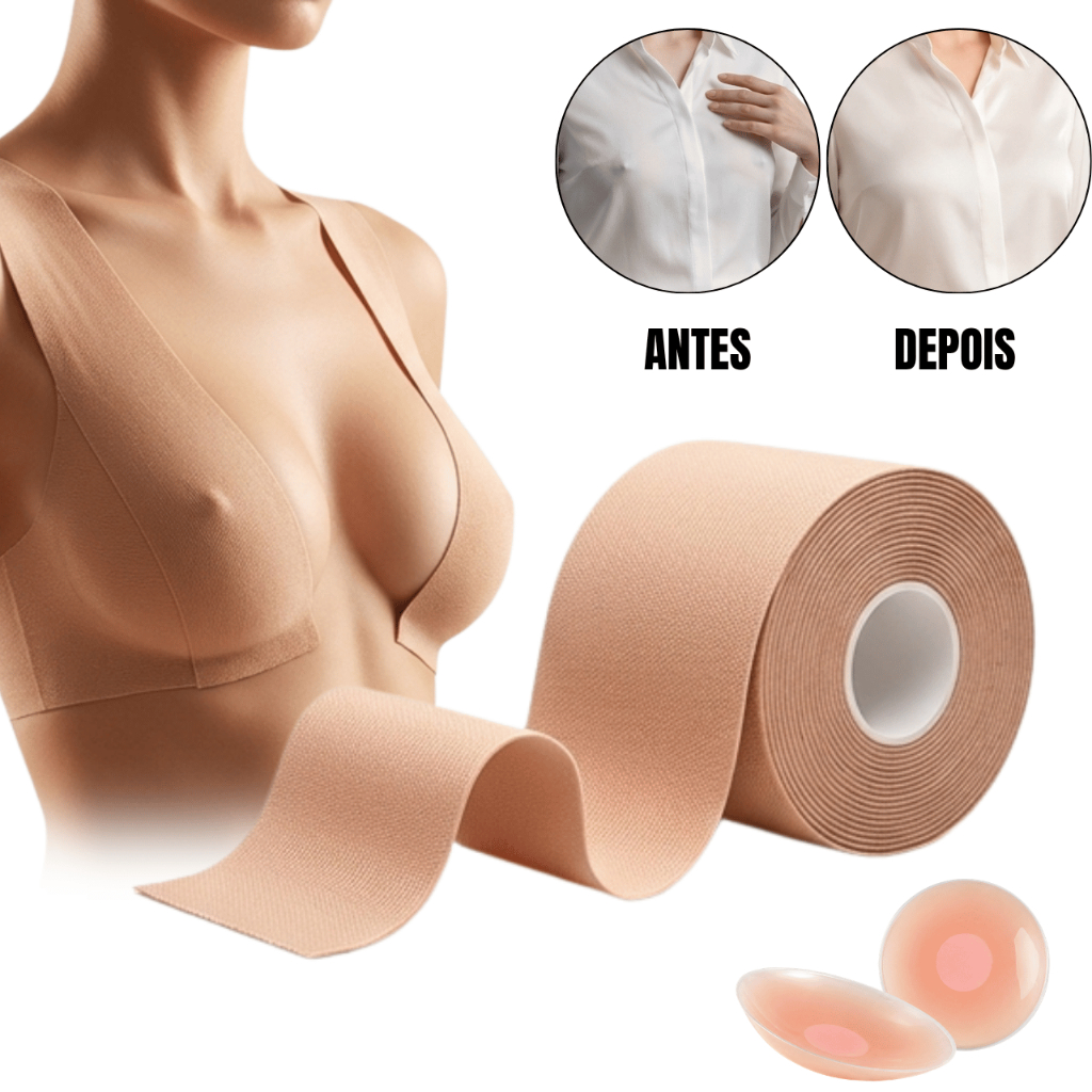 Conjunto Sutiã Adesivo Fita Boob Taype Levanta Seios Sutia Up Cobertura De Mamilo Adesiva Sutian Tomara Q Caia Invisível