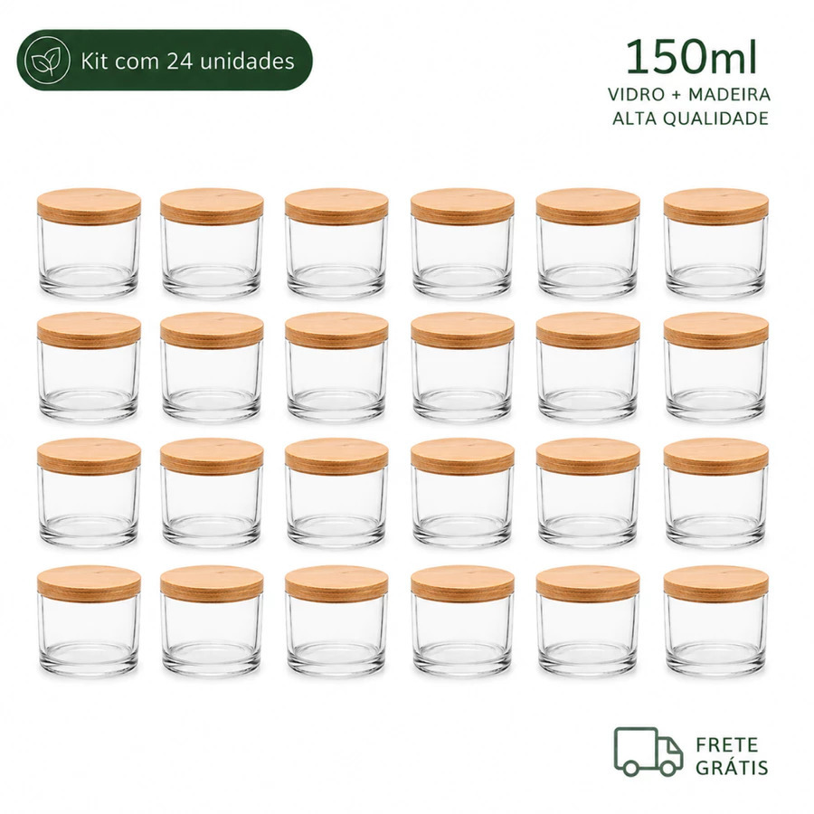 Pote de Vidro com Tampa para Vela 156ml