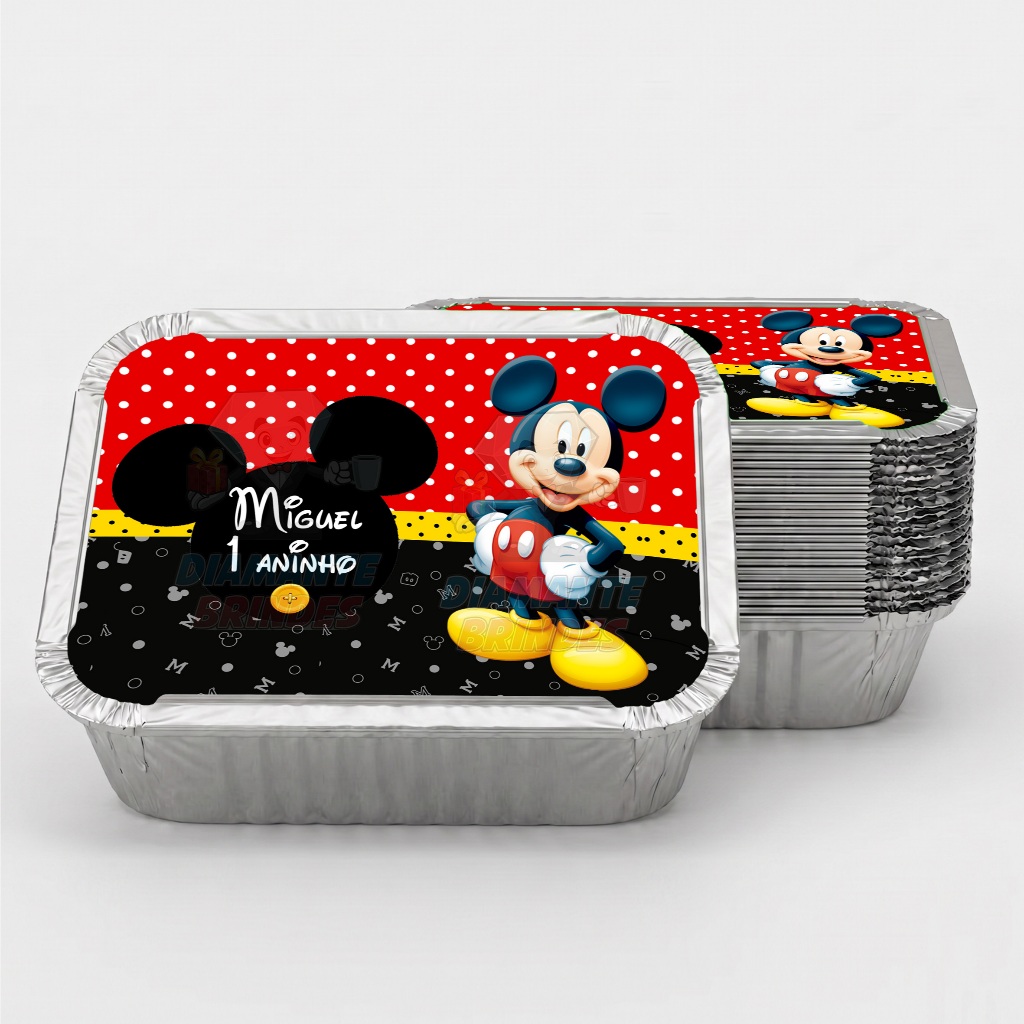 Marmitinha Personalizada Mickey Lembrancinha Aniversário Festa Infantil Doces Salgados Minnie Disney