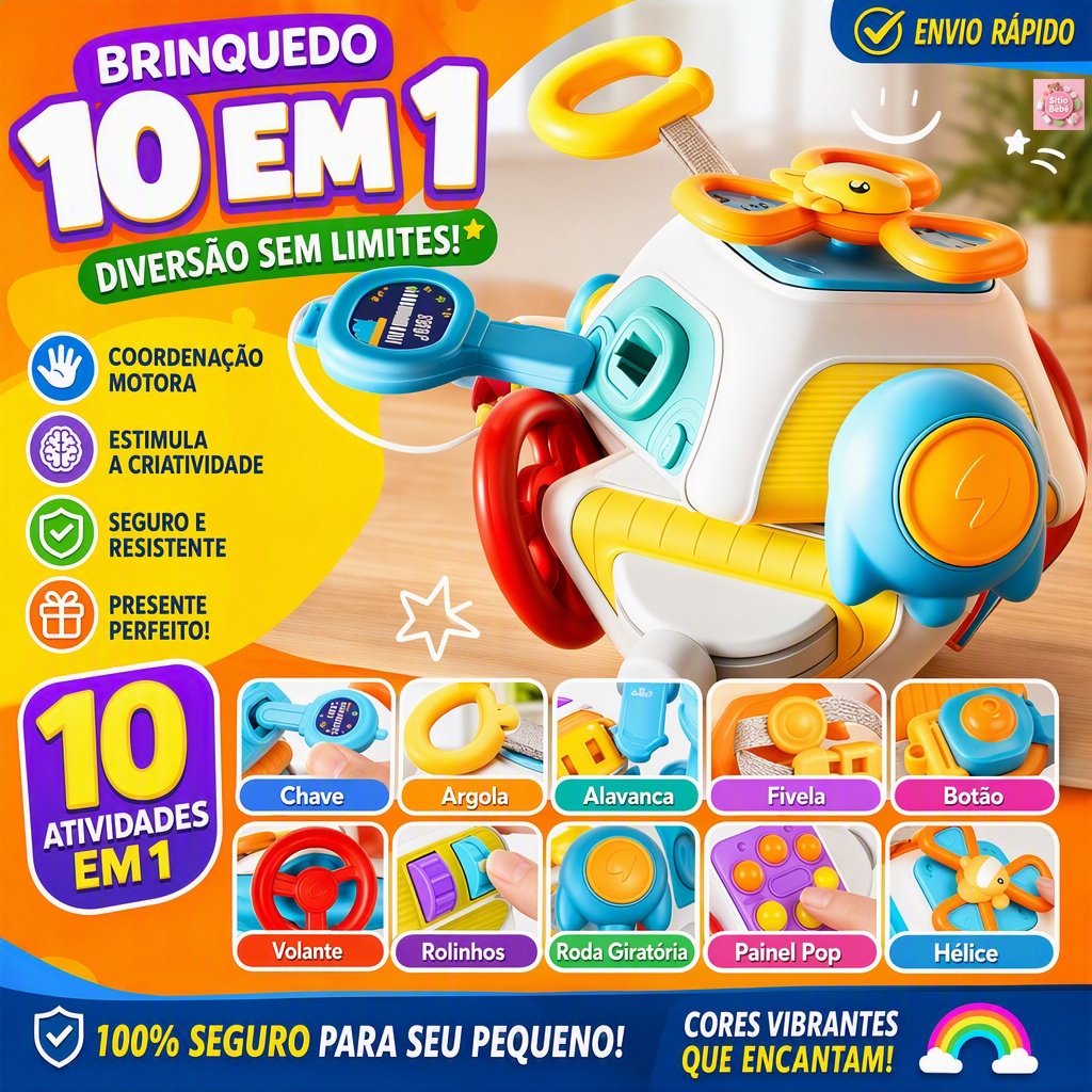 Montessori Brinquedo Sensorial Para Bebê De 0 a 3 Anos Presente Infantil Busy Board Cubo
