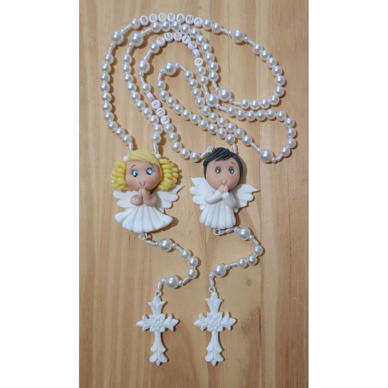 Terço Infantil Personalizado em Biscuit | Terço para Criança | Batizado | Presente Religioso