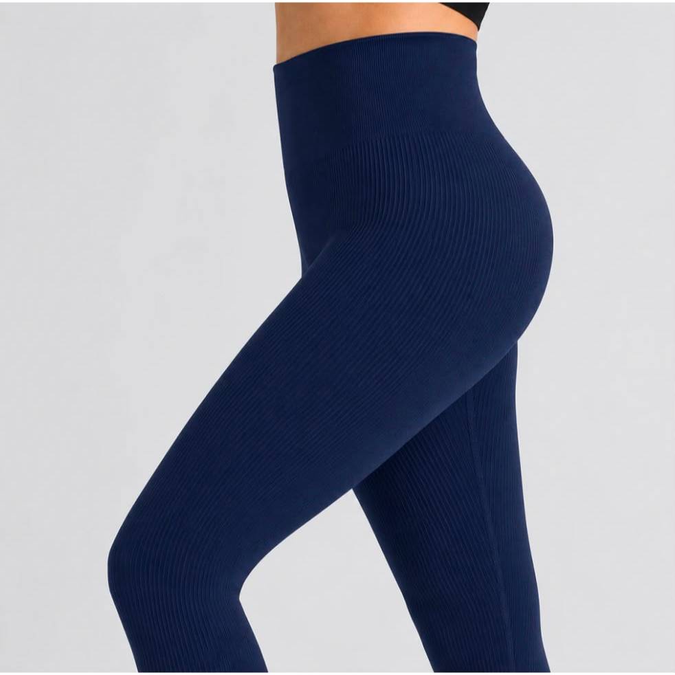 Calça Legging Feminina Fitness Empina Bumbum Cintura Alta Canelada Modeladora Academia Treino