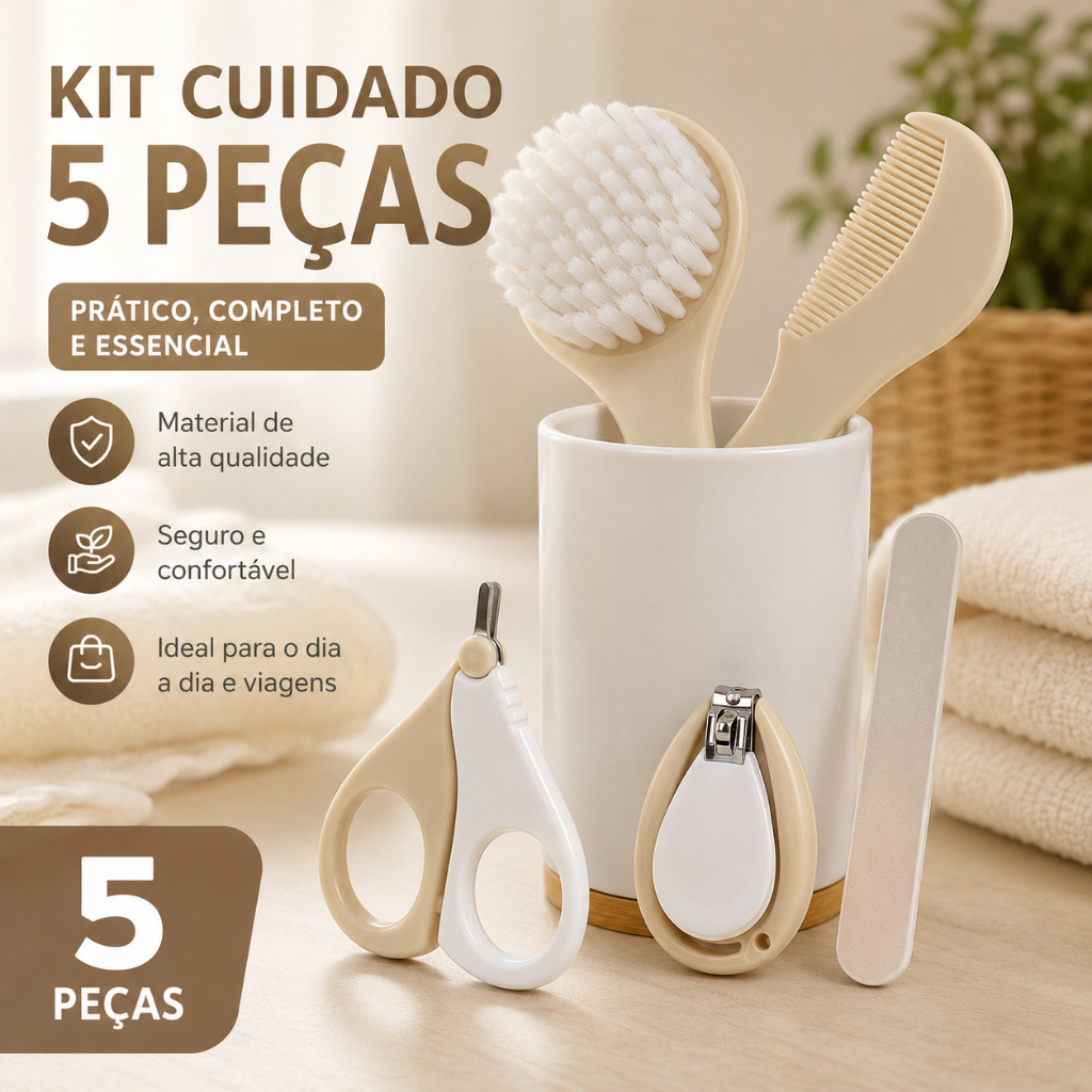 Kit Cuidados e Higiene Do Bebê 5 peças (0m+) - Essencial para o Dia a Dia EMBALAGEM NOVA