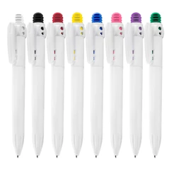 Kit 50 Canetas Plásticas Retráteis Com Grip Escrita Azul Coloridas