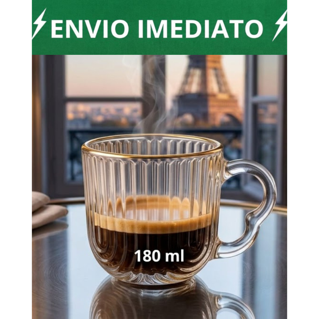 Jogo de Xícaras de Vidro Luxo 180ml com Borda Dourada Graffiato Premium