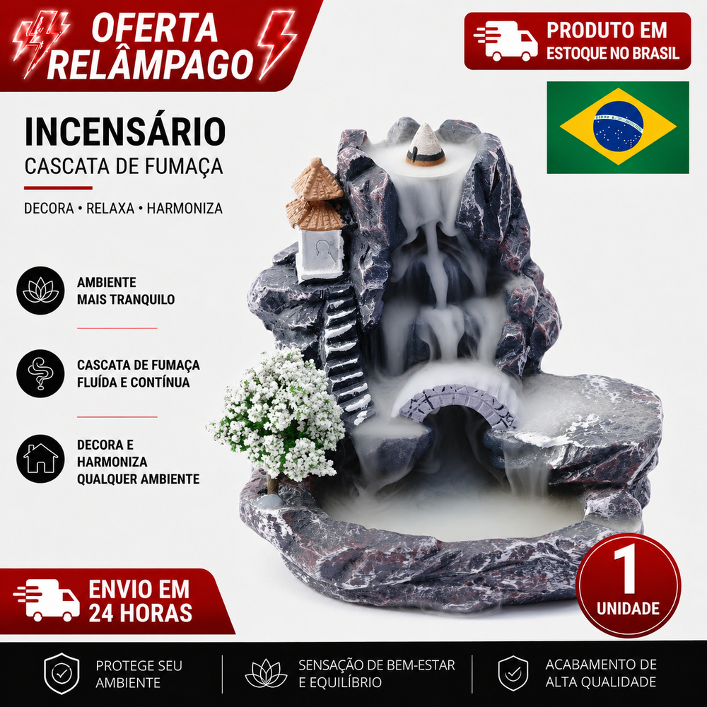 Imagem Incensário de Cascata Fumaça Invertida Porta-Incenso de Cone Enfeite Decorativo