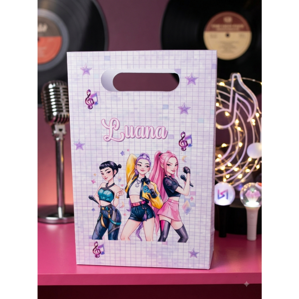 PEGUE E MONTE-Sacolinha Guerreiras do k-pop- Personalizada  Lembrancinha Festa Infantil Sacola Surpresa