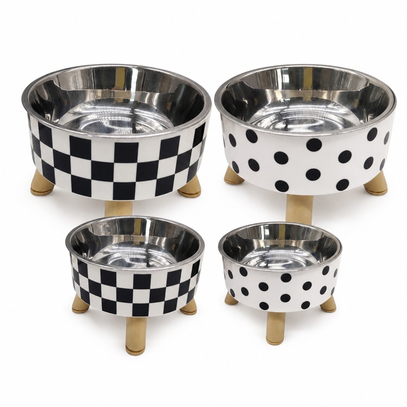 Comedouro alto para PET - Bolinha e Xadrez - Qualidade Premium - Envio Imediato