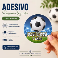 Adesivo Personalizado Tema Futebol kit 20/30/40/60/80/100 un Adesivo Futebol Festa Futebol Adesivo