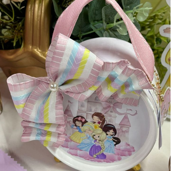 🎀 Tubolata Personalizada Bolsinha Princesas 10x7 cm – Lembrancinha Luxo 🎀