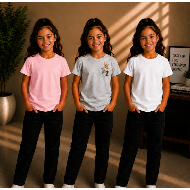 Kit camisetas infantil feminina confortavel - e - estilosa