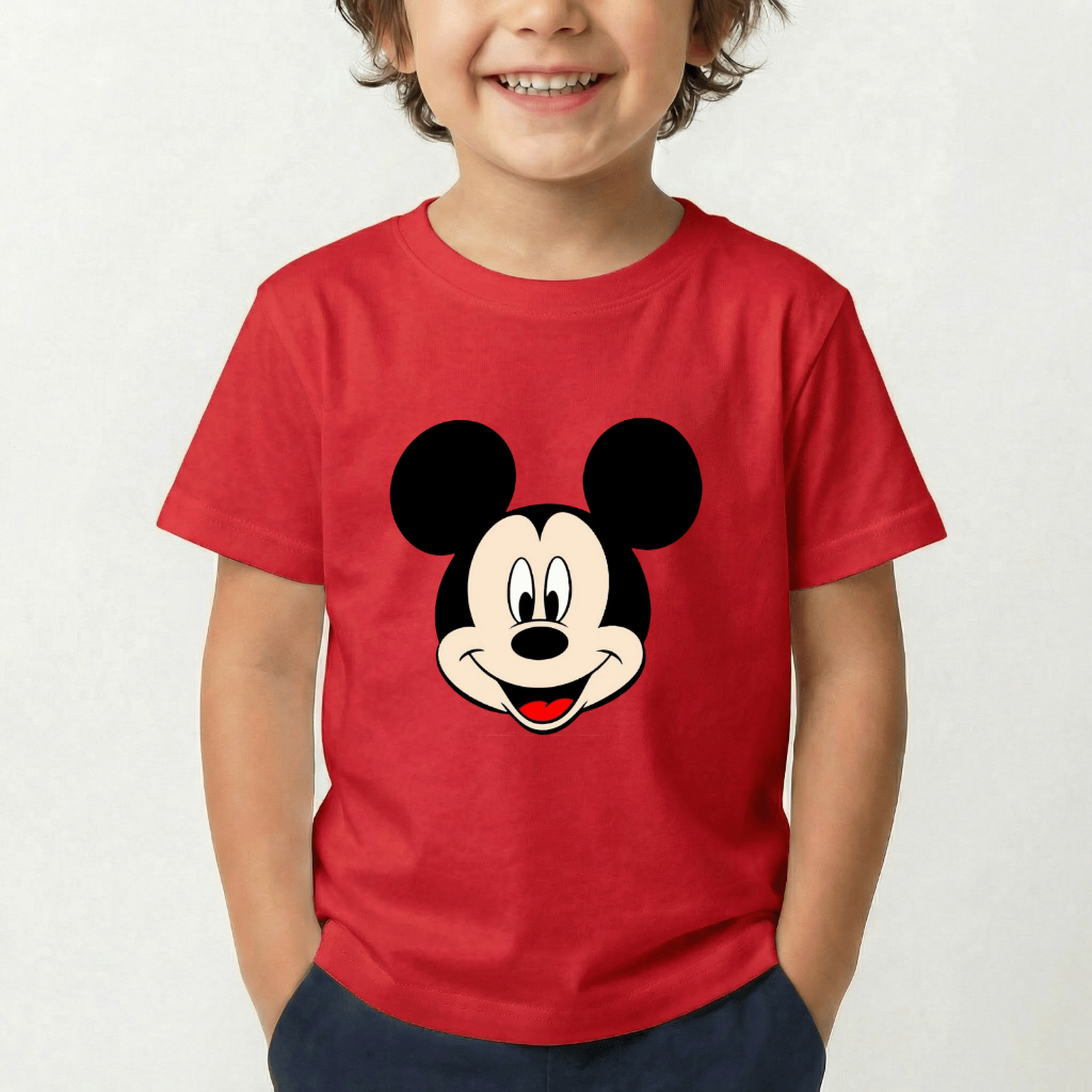 Camiseta Infantil Estampada Mickey Mouse Personagem Estampa de Alta Qualidade 100% Algodão Macio e Confortável