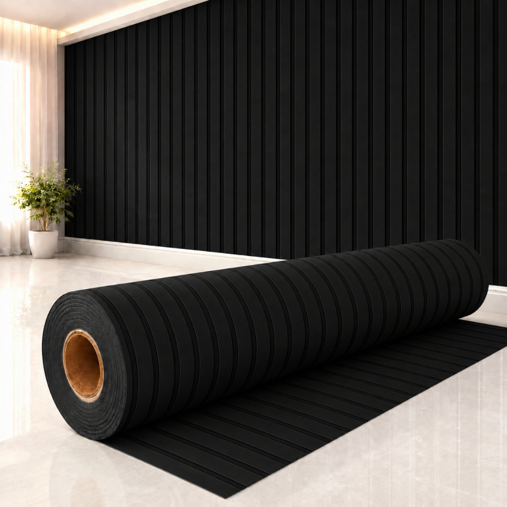 Papel de Parede Adesivo Ripado Preto 3D Vinil Lavável Autocolante Sala Quarto Decoração