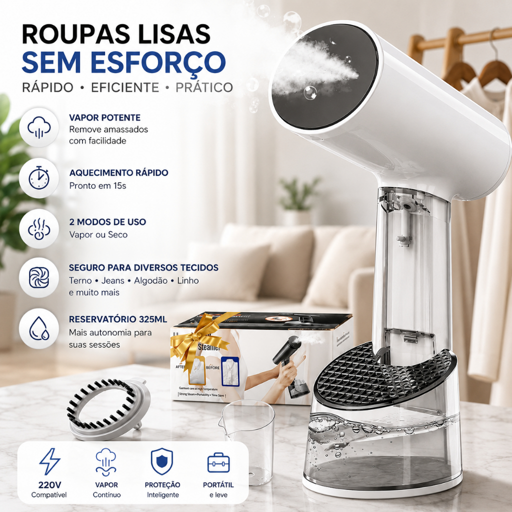 Vaporizador Portátil de Roupas 1500W 325ML Vertical Horizontal Passadeira a Vapor 220V Steam Pro Ferro de Passar