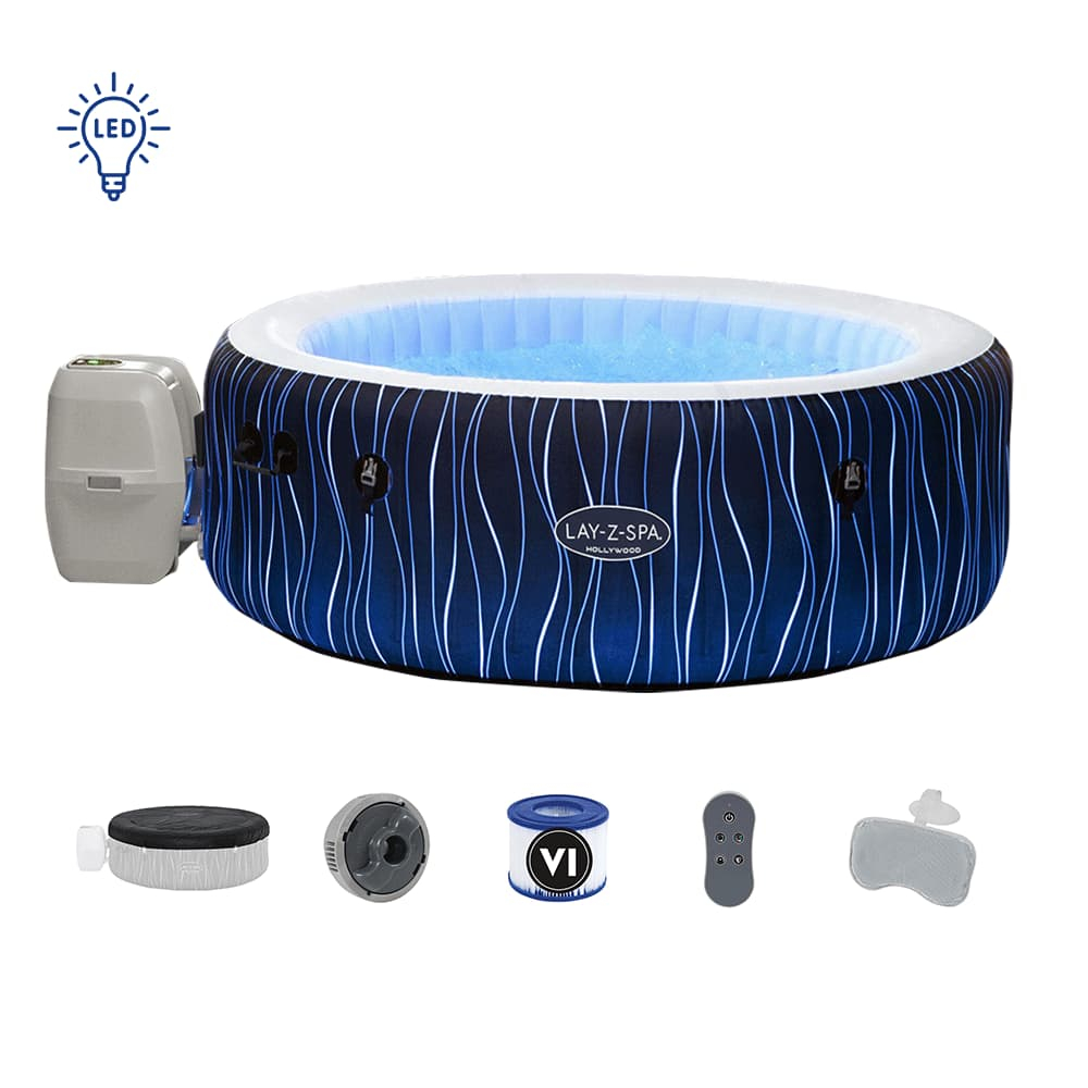 Spa Ofurô Inflável Hollywood 908L + Iluminação LED + Bomba 110V ou 220V + Capa Bestway