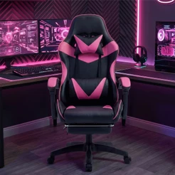 Cadeira Gamer Ergonômica Até 120kg Com Apoio Dos Pés Em Couro Sintético Para Longas Sessões