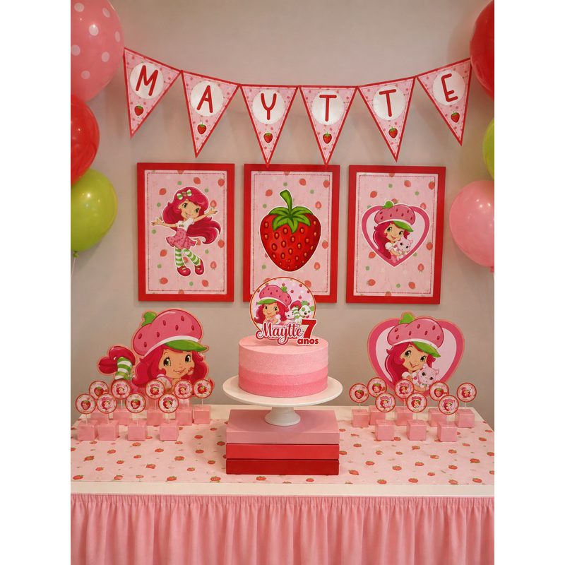 Kit Moranguinho Personalizado | Só Bolinho 70 Itens | Festa Infantil Aniversário Mesversário Decoração