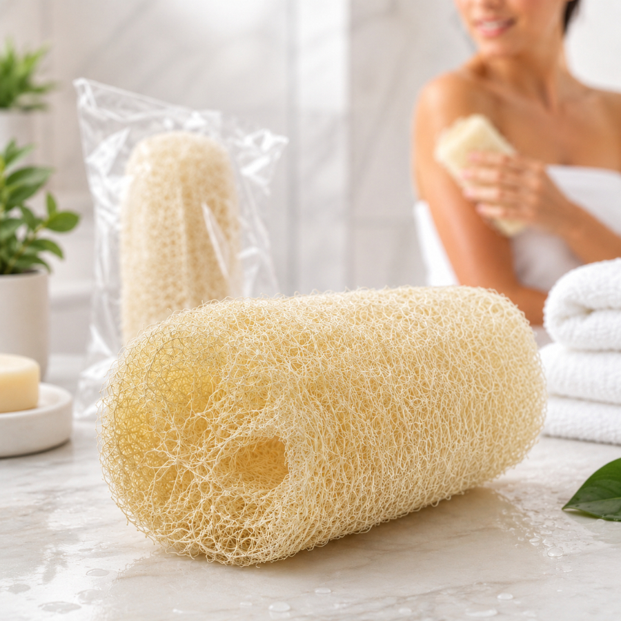 Kit 5 Buchas Esponja Vegetal 100% Natural Banho Esfoliação Embalada