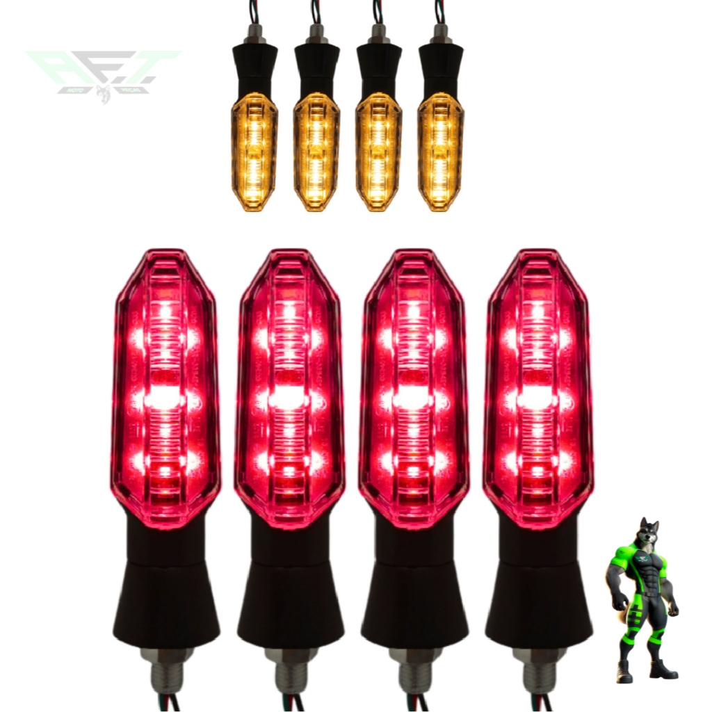 2 Pares de Pisca 4 UNIDADES Sequencial Parafuso Led Com Drl Vermelho COMPATIVEL COM HONDA YAMAHA
