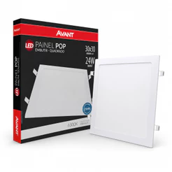 PAINEL LED DE EMBUTIR QUADRADO SLIM 24W 1680LM 6500K 29X29CM LUZ BRANCA FRIA 858131374 - AVANT