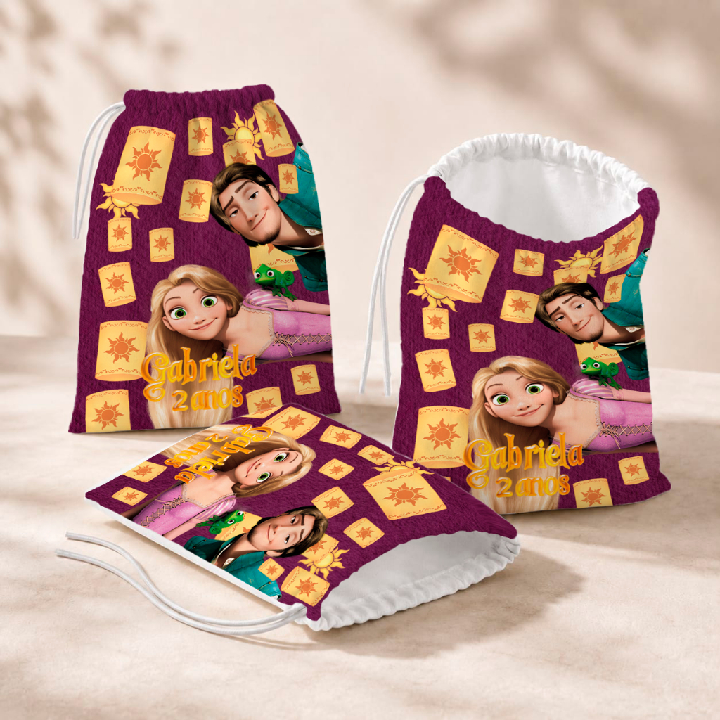 20 Sacolinhas Personalizada Festa Infantil 18x26 Aniversário Lembrancinha Enrolados Rapunzel M3