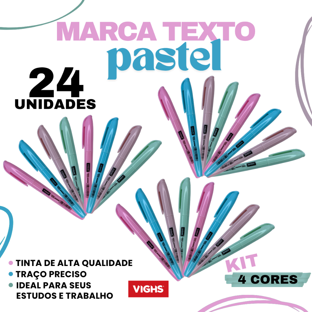 24 Unidades Marca Textos Vighs Pastel