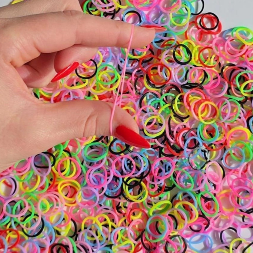 Elástico de Silicone Colorido para Penteado Infantil Pet Shop Banho e Tosa | Mini Elásticos para Cabelo | Kit 250 ou 100