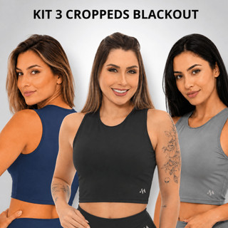 Kit 3 Croppeds Blackout Zero Transparência Perfeito Para Treino