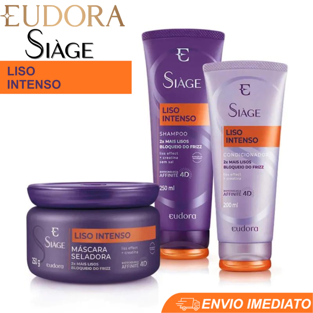 Eudora Siàge Liso Intenso Combo Shampoo Condicionador Máscara Capilar