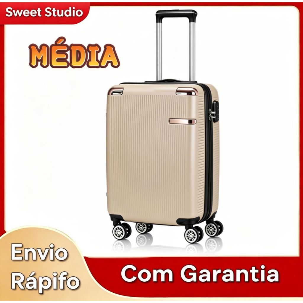 Mala De Viagem Média 18KG Despacha Espaçosa Super Capacidade Idela Para Viagem Longe Expansível
