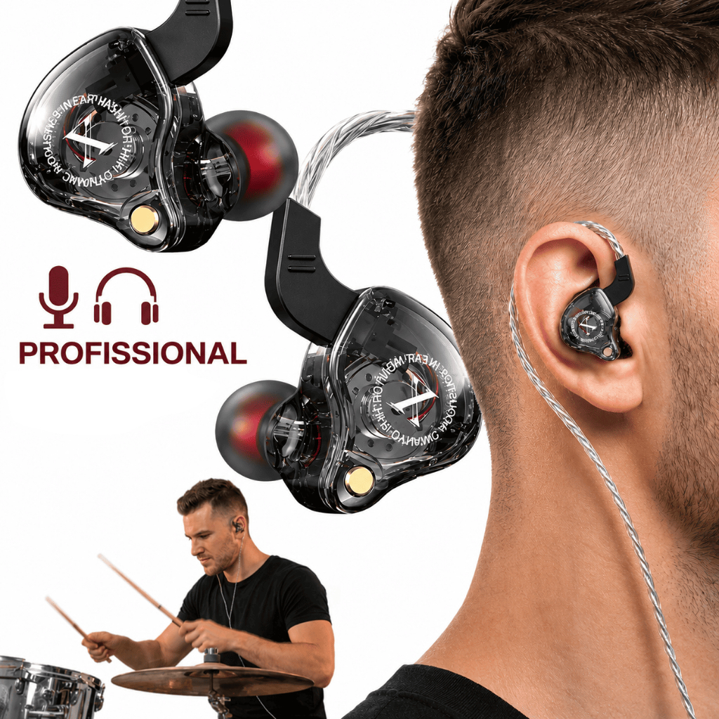 Fone De Ouvido Com Fio Musical Dj Musicos Retorno Palco Graves Gamer In Ear Controle de Volume