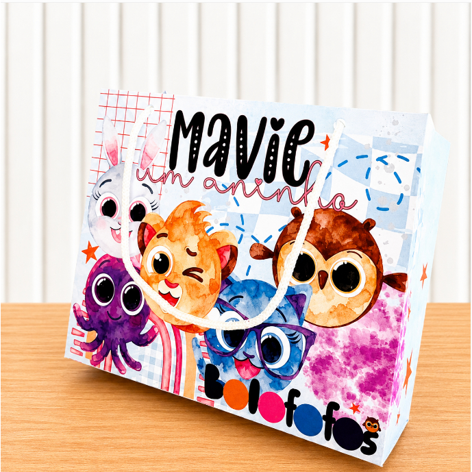 Sacolinha G bolofofos Personalizada para Festa Infantil - sacolinha bolofofos - Lembrancinha de Aniversário.