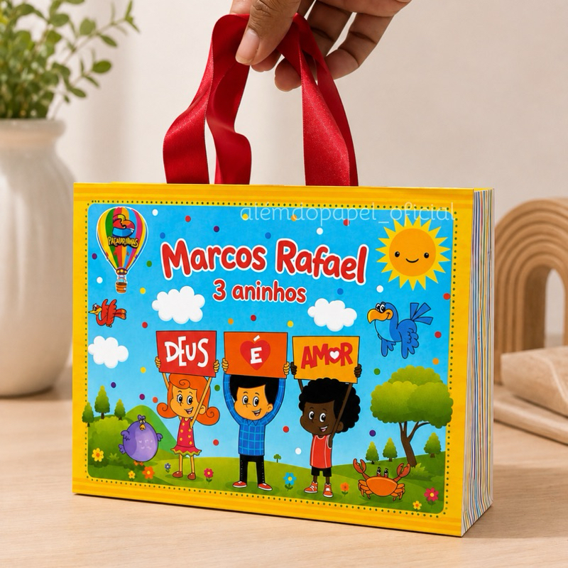 Sacolinha 3 Palavrinhas Personalizada / lembrancinha festa infantil / aniversário 3 palavrinhas