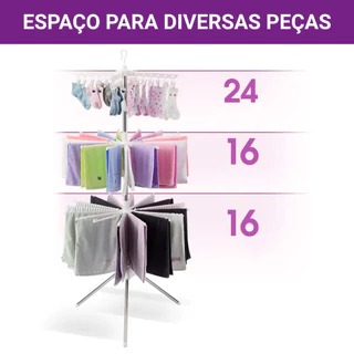 Varal de Chão Articulado Tripé 170cm com Prendedores Secador Roupas Multiuso