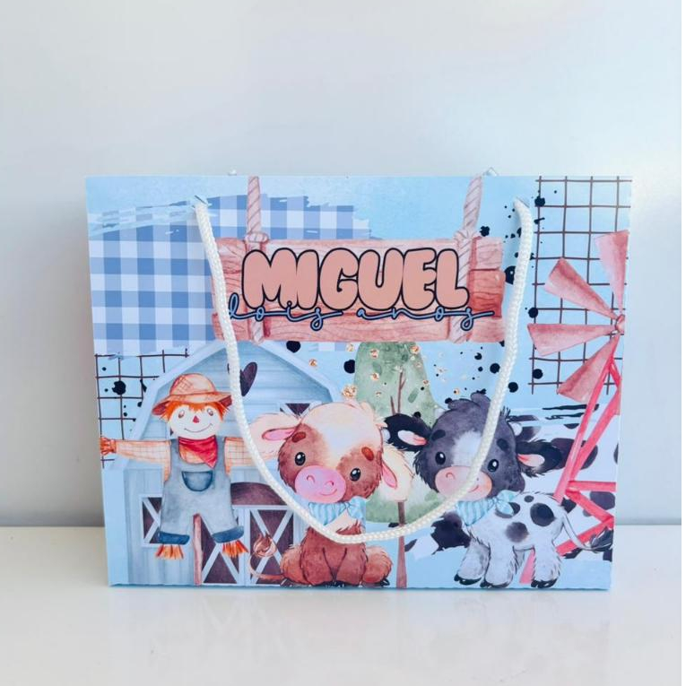 Sacolinha Personalizada Fazendinha Menino / Lembrancinha Festa Infantil / Sacola Surpresa Fazendinha Menino.