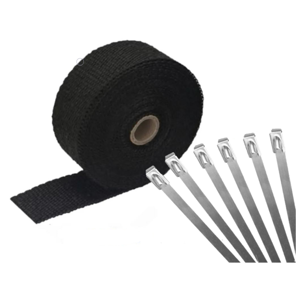 Fita Termotape Preta 5m 6 Zip Manta Térmica Escapamento Moto Tubulações Cano
