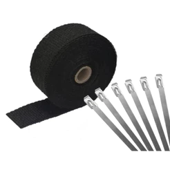 Fita Termotape Preta 5m 6 Zip Manta Térmica Escapamento Moto Tubulações Cano