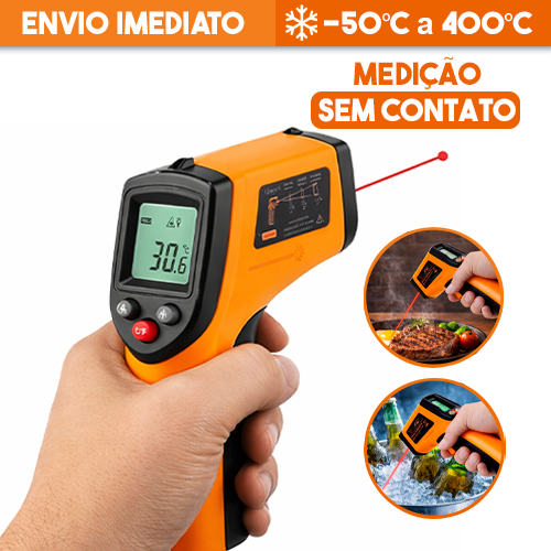 Termômetro Infravermelho Digital Laser - Mede Sem Contato Ideal para Cozinha e Indústria -55º- 400ºc
