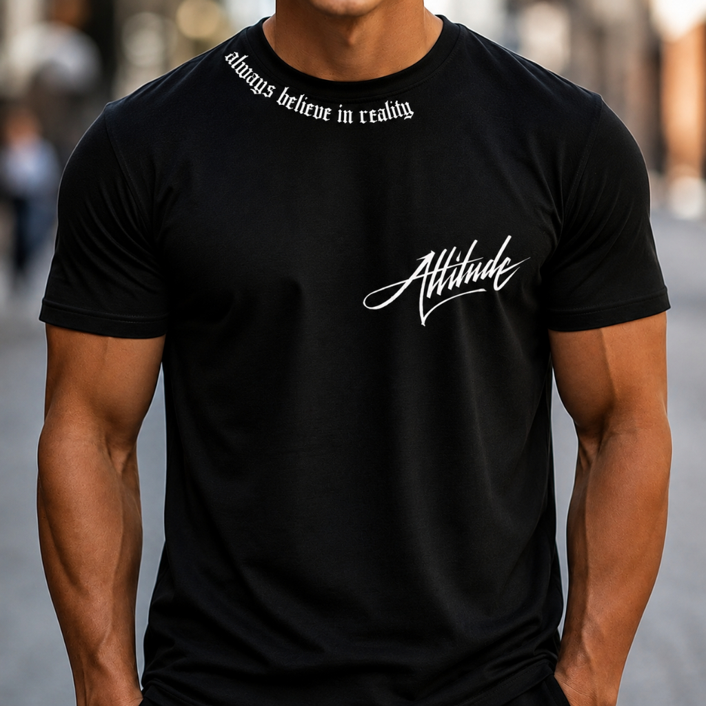 Camiseta Masculina Attitude 100% Algodão Premium Estampada Casual Streetwear Gola Reforçada Manga Curta