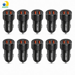Kit com 10 Fonte de carregador veicular Celark lelong 3.4A 2 usb