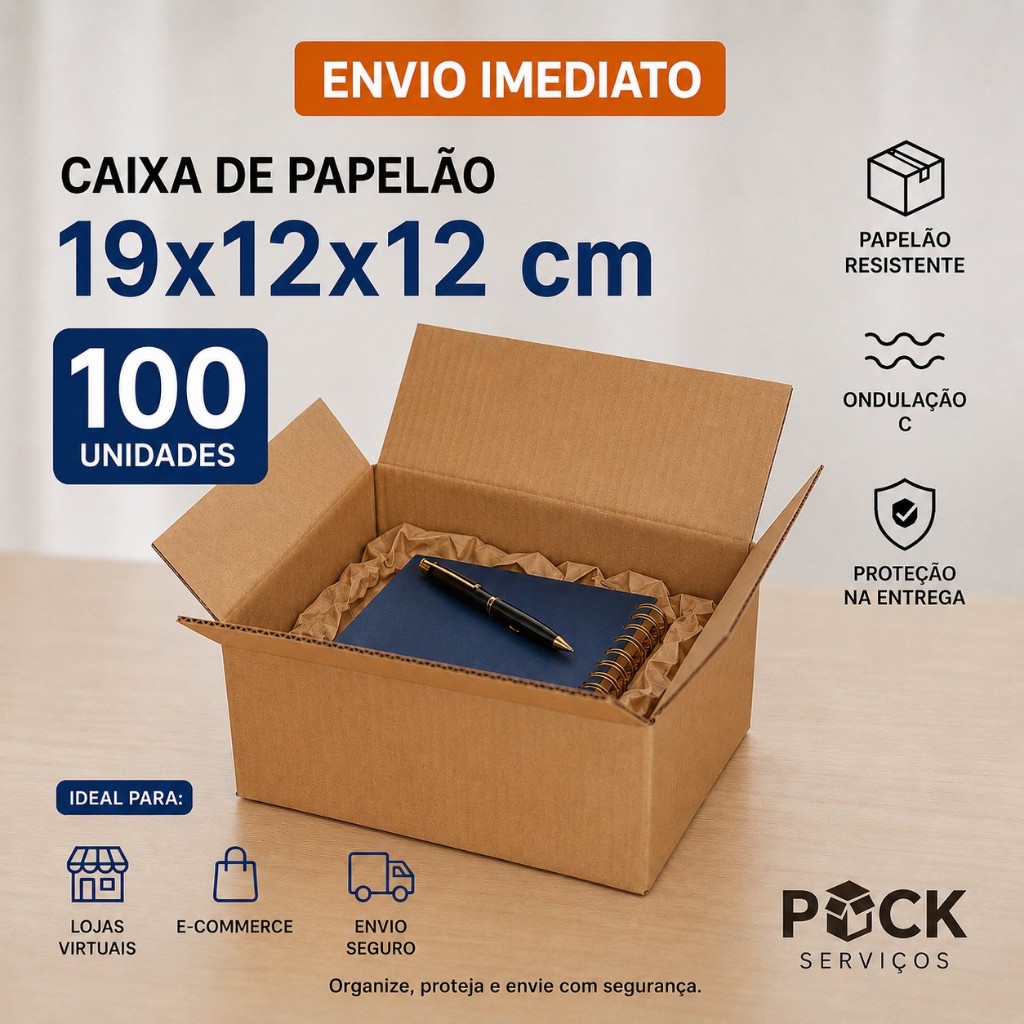 100 Caixas De Papelão Correio Sedex 19x12x12 cm