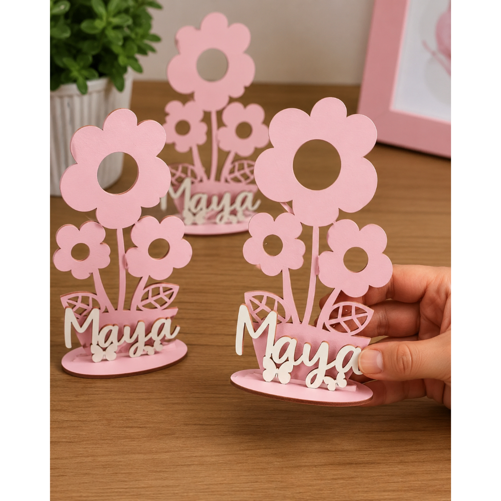 Kit Centro De Mesa Com Nome Personalizado Borboleta Pintada Lembrancinha, Decoracao Jardim Encantado