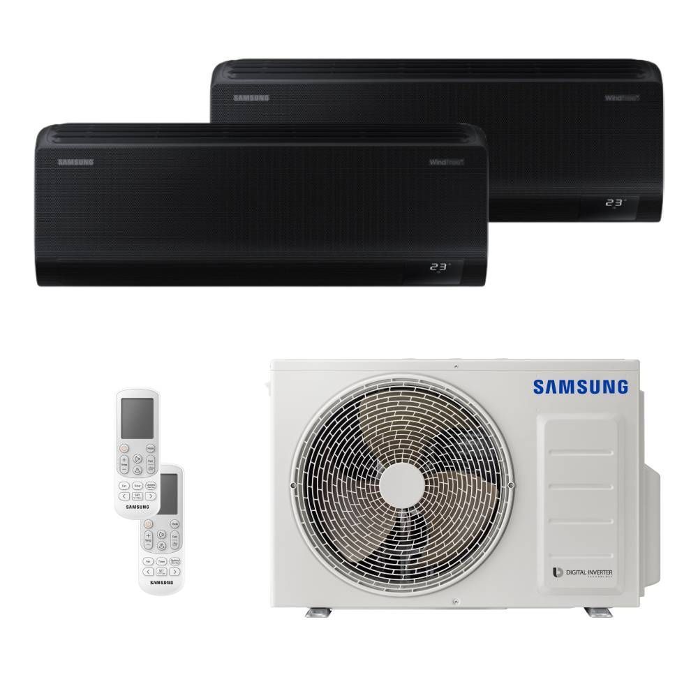 Ar Condicionado Bi Split Samsung Wind Free 18000 BTU  (HW BLACK 12K+12K) Quente 