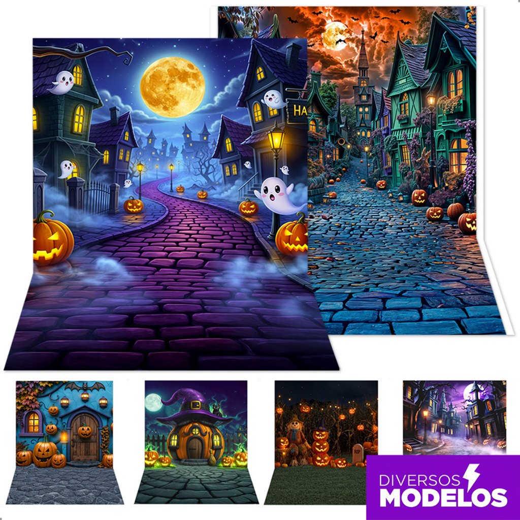 Fundo Fotográfico Halloween 3D 1,50x2,20m Cenário para Fotos Painel Decorativo T