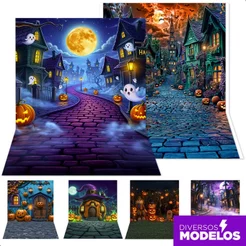 Fundo Fotográfico Halloween 1,50x2,20m Cenário para Fotos Painel Sublimado Decorativo Tecido